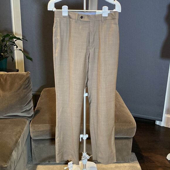 Tommy Hilfiger Men’s Tyler Tan 100% Wool Dress Pants Trim Fit W30 X L30 - Picture 1 of 9